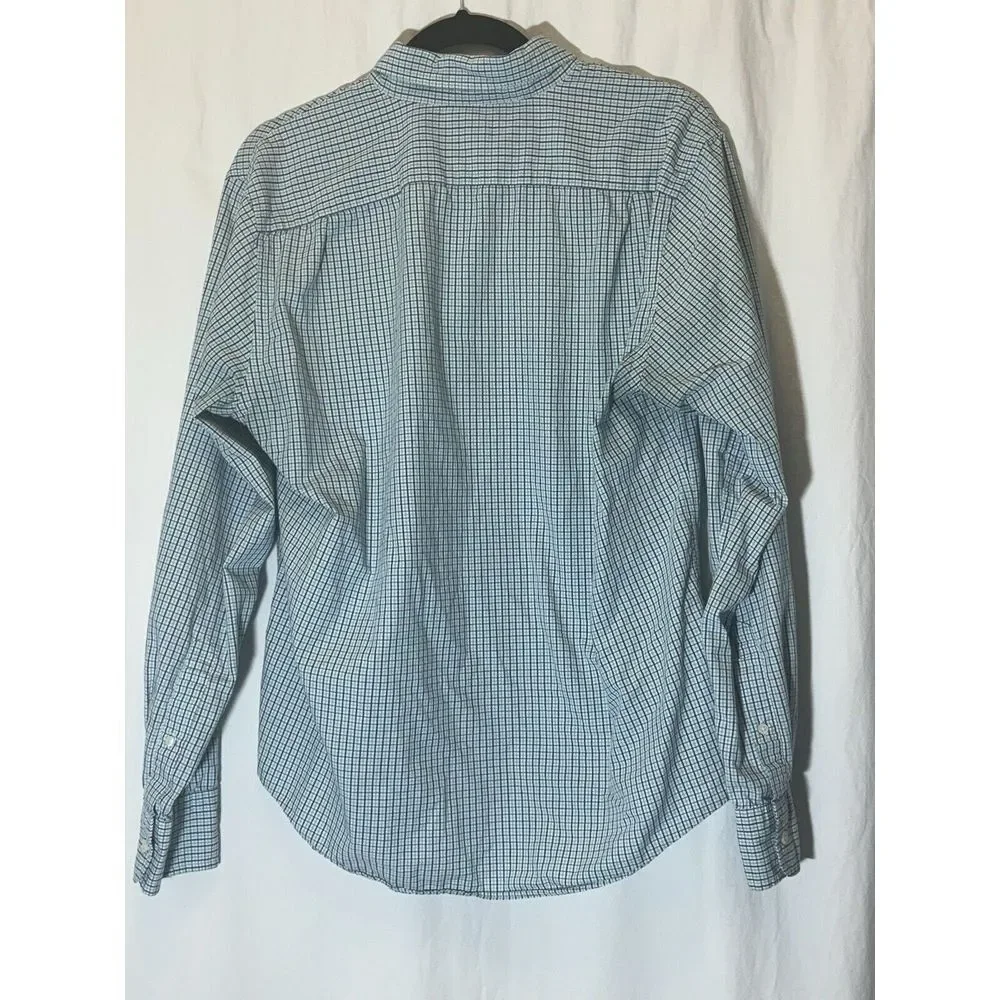 J Crew‎ Men's Dress Shirt L Large Slim Fit Blue Button Down Striped T2
